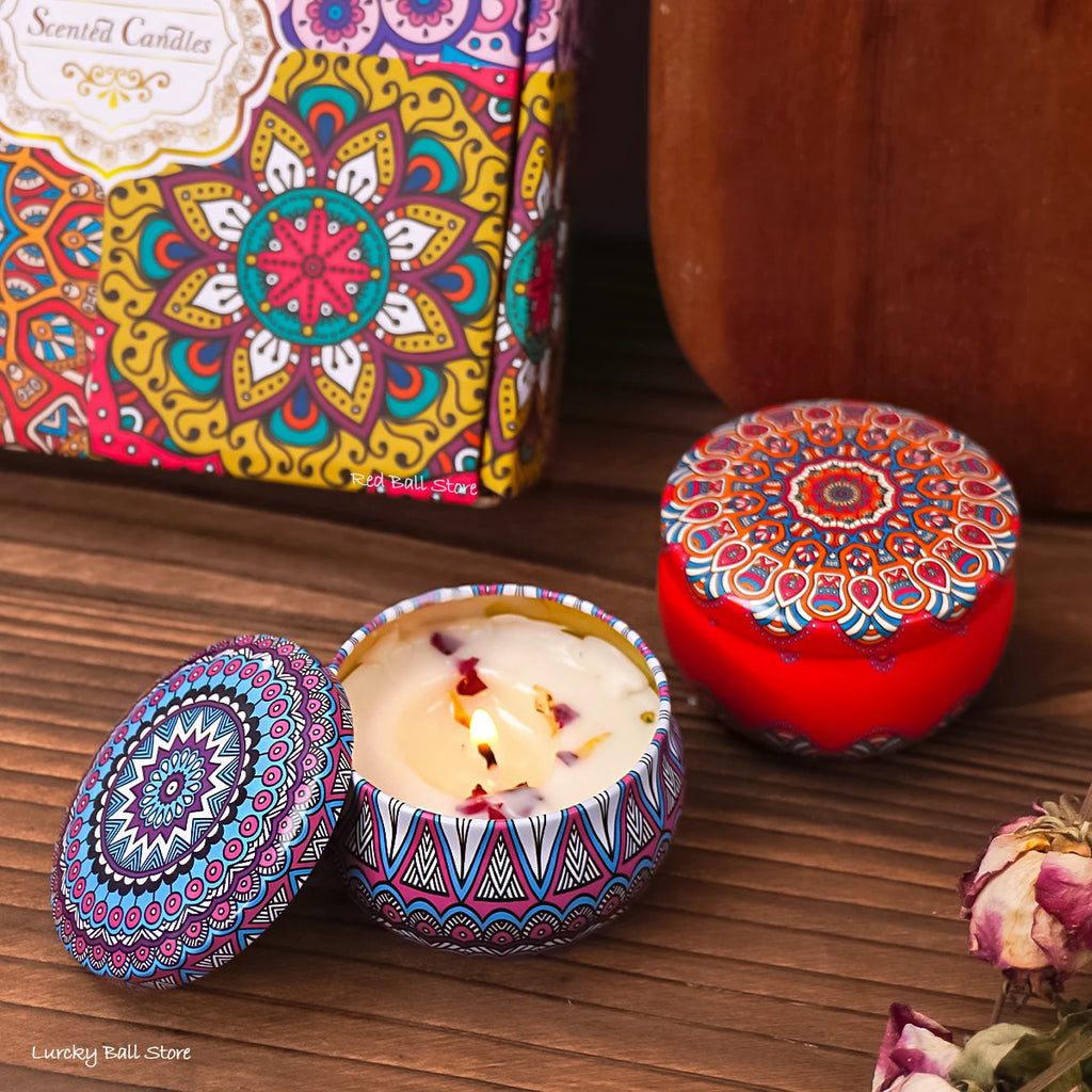 Set 4 Bougies Parfumées | Bougie Soja Fleurs Séchées | Coffret Cadeau Femme