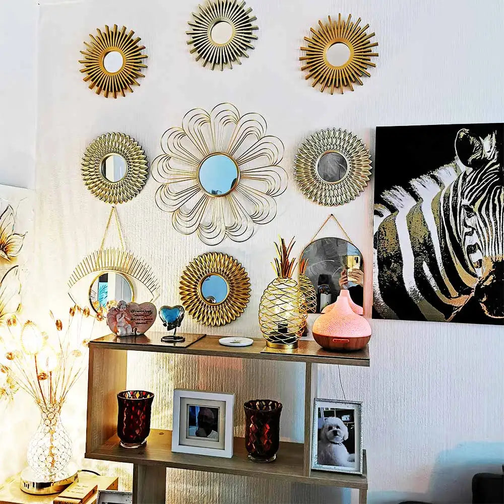 Miroir Soleil Doré | Décoration Murale Bohème | Miroir Sunburst Vintage | Velvet Maison
