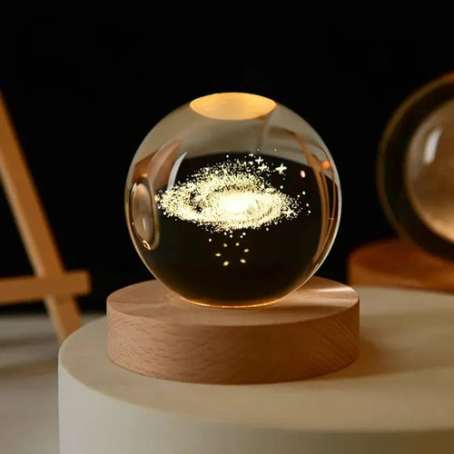 Boule de Cristal 3D Astronomie | Veilleuse LED Planètes | Déco Chambre Aesthetic