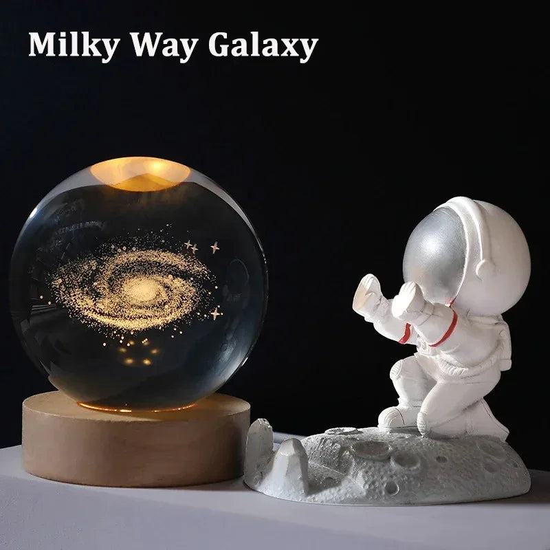 Boule de Cristal 3D Astronomie | Veilleuse LED Planètes | Déco Chambre Aesthetic