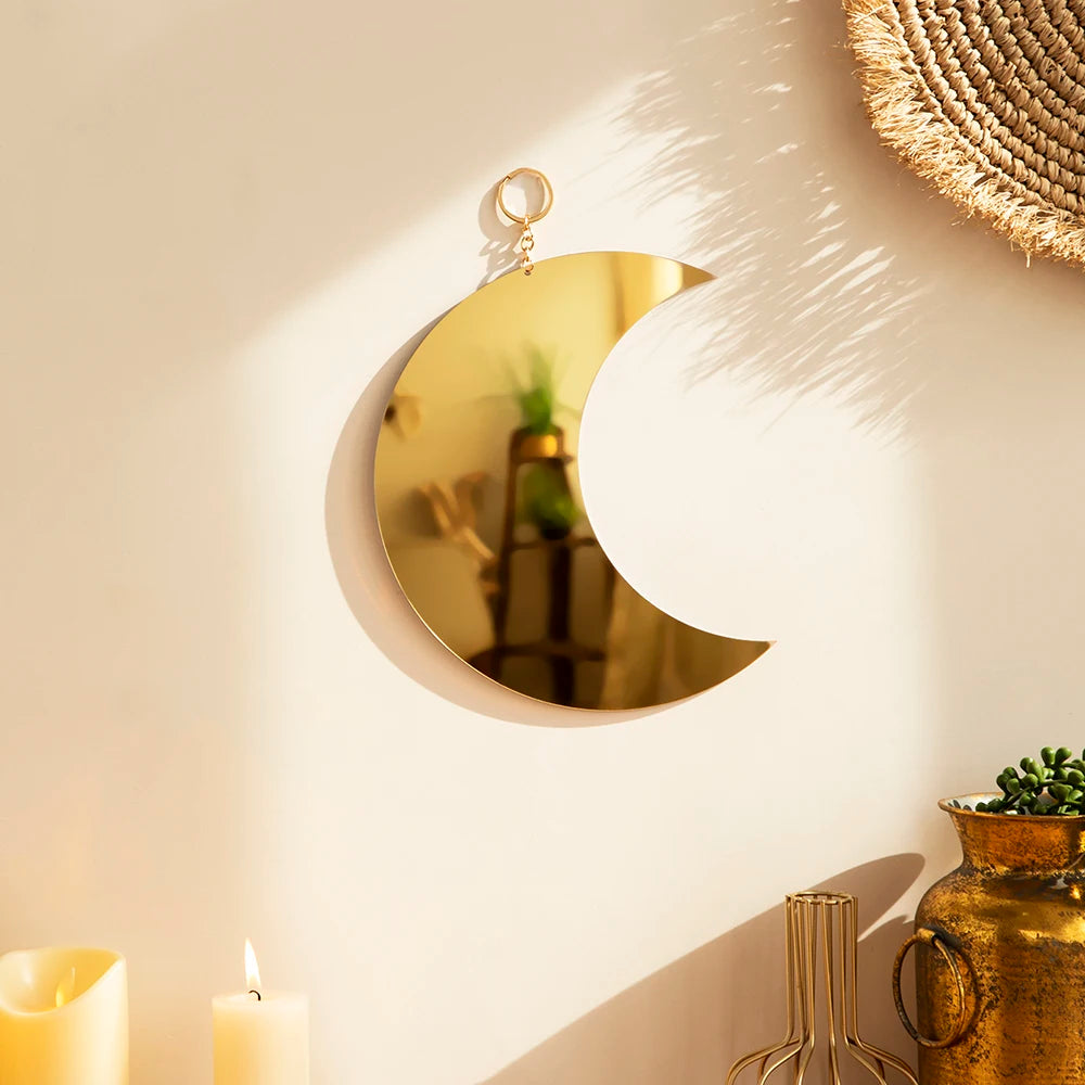 Miroir Lune Doré | Décoration Murale Aesthetic | Chambre Salon