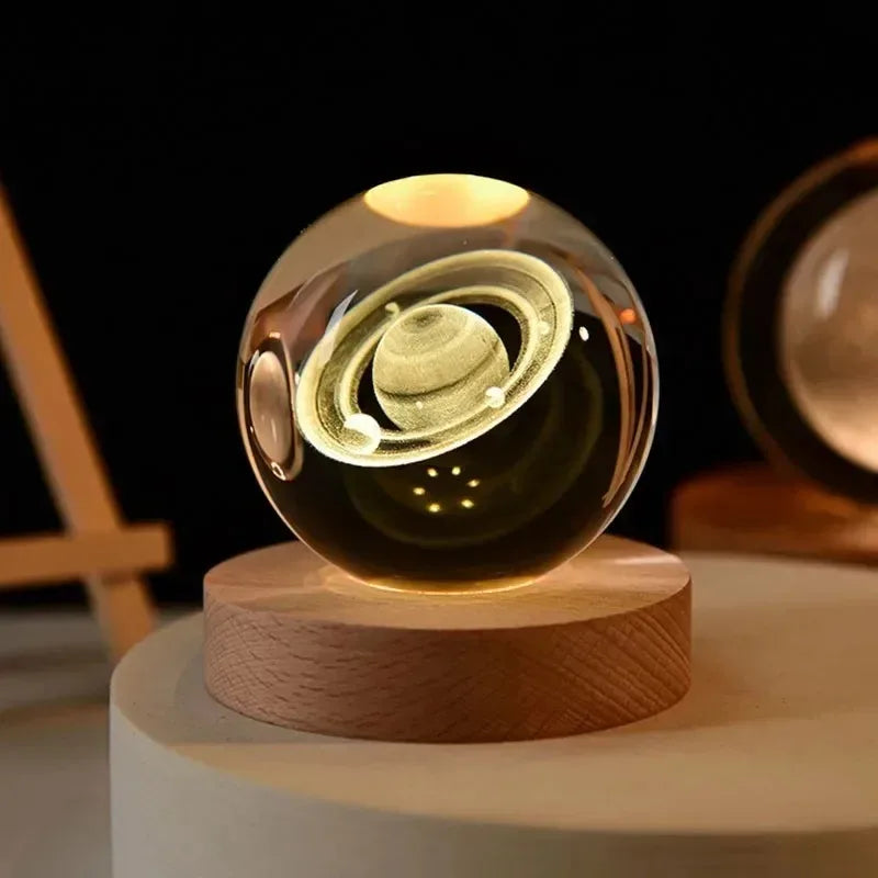 Boule de Cristal 3D Astronomie | Veilleuse LED Planètes | Déco Chambre Aesthetic
