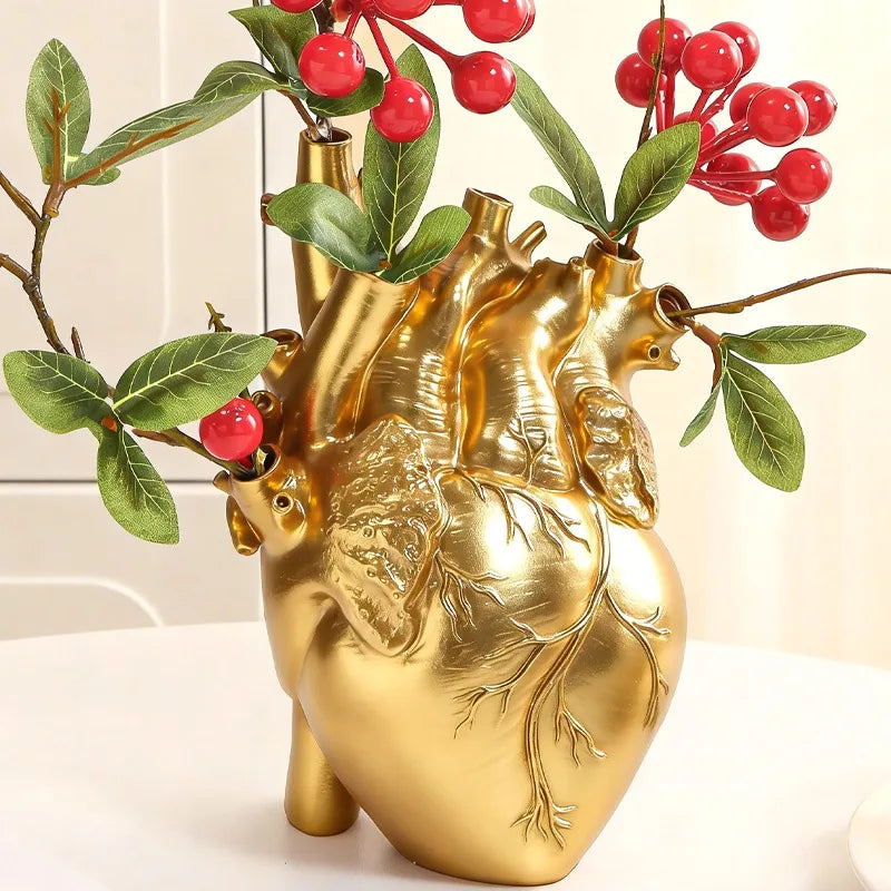 Vase Cœur Doré | Décoration Luxe | Idée Cadeau Femme